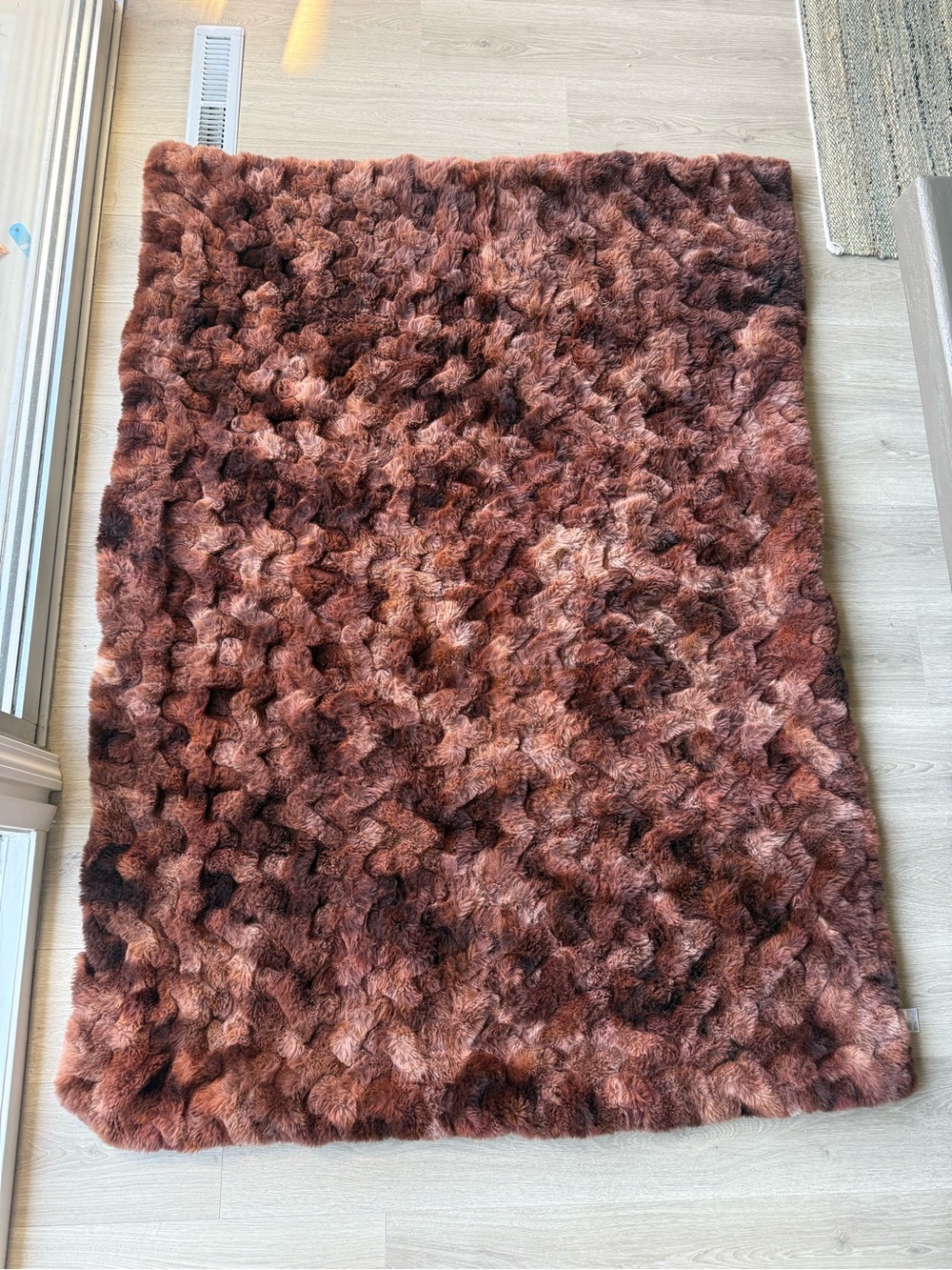 anthropologie luxe faux fur throw blanket brown plush chic new york home decor